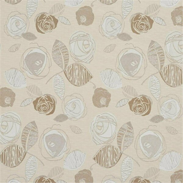 Fine-Line Beige Leaves And Roses Tweed Textured Metallic Upholstery Fabric - 54 in. Wide FI2949386